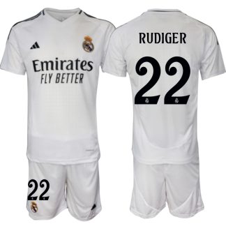 Köpa Real Madrid Hemmatröja 2024/25 Antonio Rudiger 22 Kortärmad (+ Korta byxor)