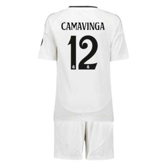 Köpa Real Madrid Hemmatröja Barn 2024/25 Eduardo Camavinga 12 Kortärmad (+ Korta byxor)