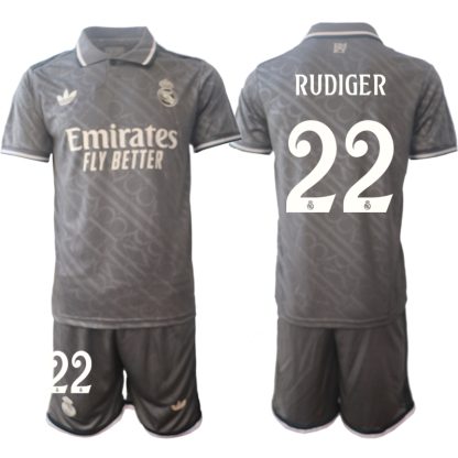 Köpa Real Madrid Tredjetröja 2024/25 Antonio Rudiger 22 Kortärmad (+ Korta byxor)