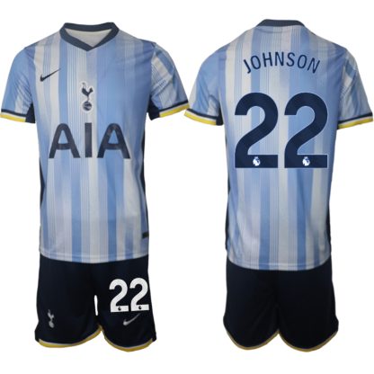 Köpa Tottenham Hotspur Bortatröja 2024/25 Brennan Johnson 22 Kortärmad (+ Korta byxor)