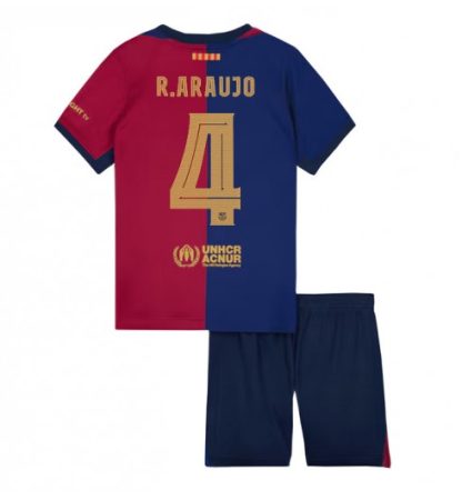 Köpa Billiga Barn FC Barcelona Hemmatröja 2024/25 Ronald Araujo 4 Kortärmad (+ Korta byxor)