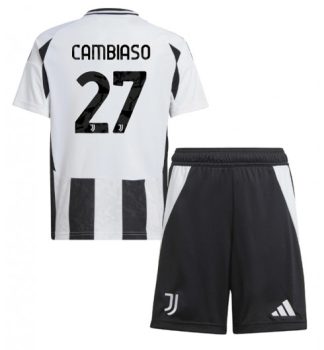 Köpa Billiga Barn Juventus Hemmatröja 2024/25 Andrea Cambiaso 27 Kortärmad (+ Korta byxor)