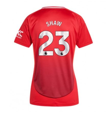 Köpa Billiga Dam Manchester United Hemmatröja 2024/25 Luke Shaw 23 Kortärmad