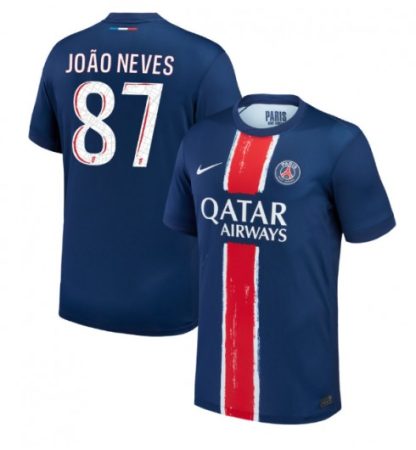 Köpa Billiga Paris Saint-Germain Hemmatröja 2024/25 João Neves 87 Kortärmad