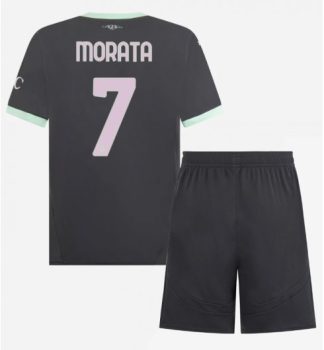 Köpa Billiga Barn AC Milan Tredjetröja 2024/25 Alvaro Morata 7 Kortärmad (+ Korta byxor)