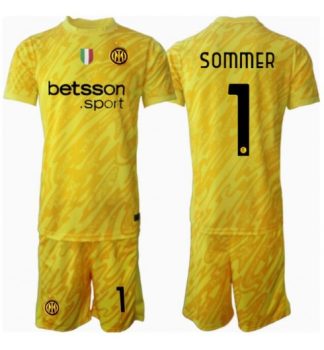 Köpa Billiga Barn Inter Milan Målvakt Bortatröja 2024/25 Yann Sommer 1 Kortärmad (+ Korta byxor)