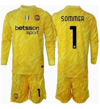 Köpa Billiga Barn Inter Milan Målvakt Bortatröja 2024/25 Yann Sommer 1 Långärmad (+ Korta byxor)