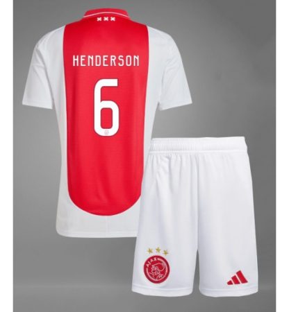 Köpa Billiga Barn AFC Ajax Hemmatröja 2024/25 Jordan Henderson 6 Kortärmad (+ Korta byxor)