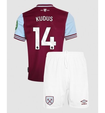 Köpa Billiga Barn West Ham United Hemmatröja 2024/25 Mohammed Kudus 14 Kortärmad (+ Korta byxor)