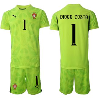 Köpa Fotbollströjor För Herr Portugal Fluorescerande Grön 2025/26 Diogo Costa 1 Målvakt Kortärmad (+ Korta byxor)