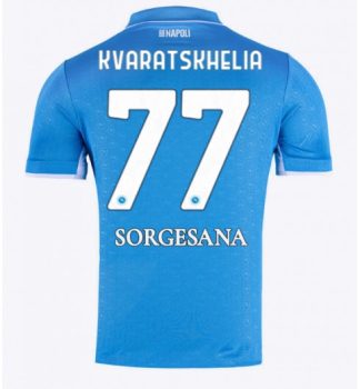 Köpa Fotbollströjor För Herr SSC Napoli Hemmatröja 2024/25 Khvicha Kvaratskhelia 77 Kortärmad